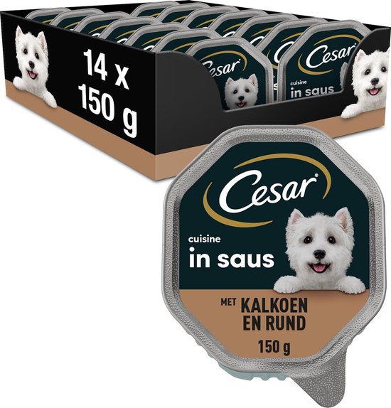 Cesar Cuisine - hondenvoer - honden natvoer - saus - Kalkoen & Rund - 14 x 150g