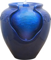 Teamson Home Buiten Tuin Vloer Water Fontein - Waterornament - Geglazuurd Pot Ontwerp - Tuindecoratie - Met Pomp - Blauw