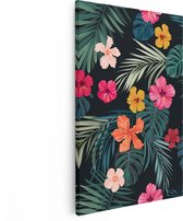 Artaza Canvas Schilderij Getekende Tropische Bloemen - Abstract - 40x60 - Poster Foto op Canvas - Canvas Print