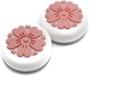 Thumb Grips | Thumb Sticks | Gaming Thumbsticks | Geschikt voor Nintendo Switch & Lite | 1 Set = 2 Thumbgrips | Bloemen | Wit met Roze