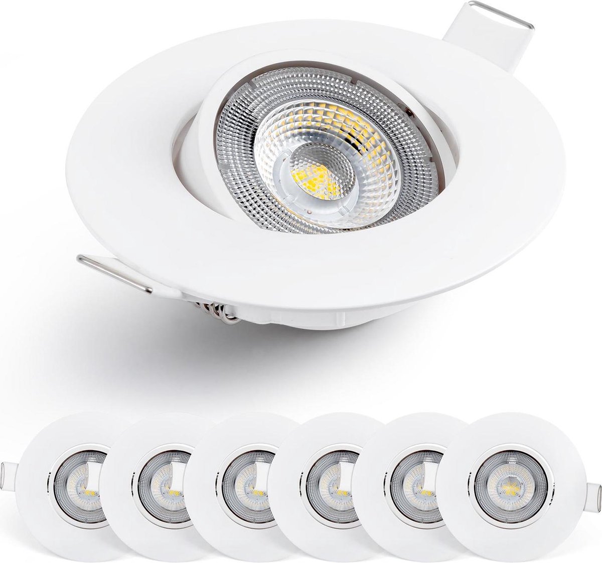 Emos Exclusive 2700K Warm Wit Set van 6 LED Inbouwspots, 300 lumen vervangt 35W, LED Spotjes | Ultra lage inbouwdiepte Inbouwspots Wit 50° Draaibaar