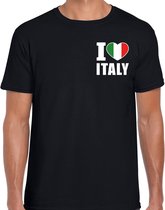 I love Italy t-shirt zwart op borst voor heren - Italie landen shirt - supporter kleding S