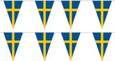 2x stuks polyester vlaggenlijn Zweden 5 meter - Landen thema feestartikelen/versiering