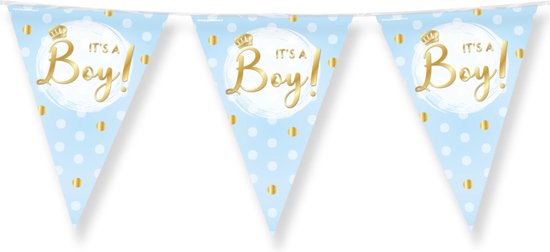Geboorte vlaggenlijn jongen Its a boy - 10 meter - blauw - babyshower/gender reveal - vlaggetjes