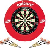 Unicorn - Striker Home Dartset - Dartbord met Beschermring en 2 sets Dartpijlen - Rood