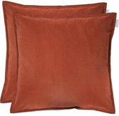 Kussoo Velvet kussen cognac 50x50 cm set van 2 sierkussens