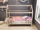 WOODINTERIEUR | Kinderbed | Huisbed met uitvalbeveiliging 70x140 cm Hout |