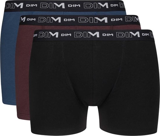 Dim Caleçon - Sous-vêtements- Boxer- Katoen stretch -Men-3 Pièces -Taille XL - Zwart / Blauw / Brown