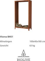 HOLIVE - Houtopslag Viorna BHS1 Cortenstalen houthok hout berging haardhout berging 100x40x180 cm. 63 kg.