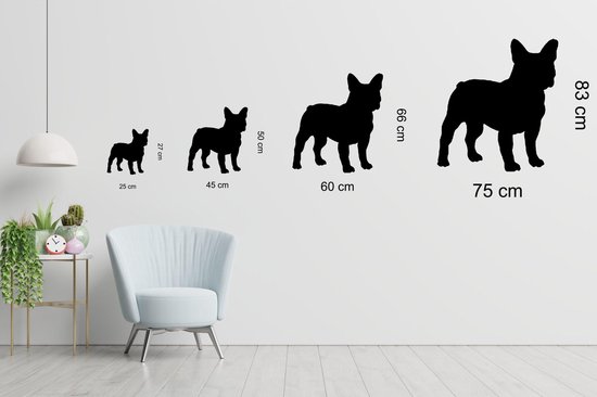Bouledogue français - Silhouette chien - S - 50x45cm - Zwart - décoration murale