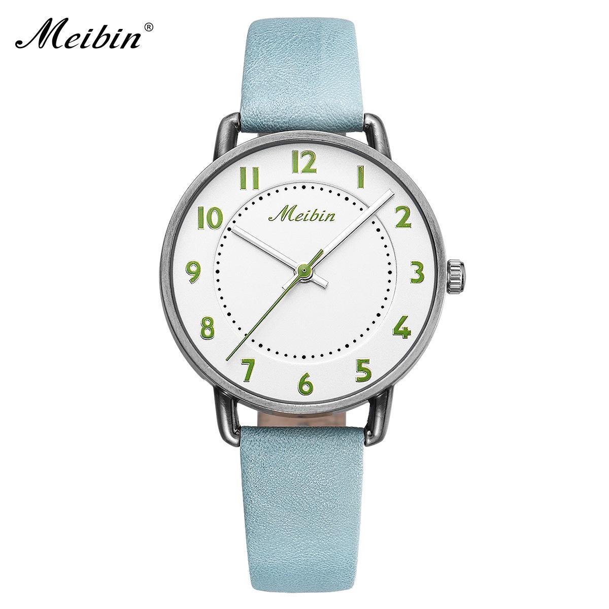 Longbo - Meibin - Dames Horloge - Blauw/Donker Grijs/Wit - 28mm
