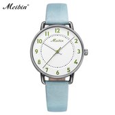 Longbo - Meibin - Dames Horloge - Blauw/Donker Grijs/Wit - 28mm