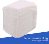 WDMT Servetten Navulling - 1.000 stuks - 12,5 x 8 cm - Geschikt voor Universele Servetten Dispensers - Servet - Papier - Servetten Papieren - Wit