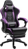 Chaise de jeu IN.HOME XL POWELL - Chaise de bureau de Gaming de Luxe - Repose-pieds - Fonction d'inclinaison - Hauteur réglable - Coussin de cou et de dos - Cuir artificiel - Zwart/ Violet