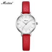Longbo - Meibin - Dames Horloge - Rood/Zilver/Wit - 27mm