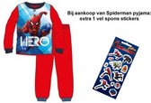 Spiderman Marvel Pyjama in geschenkendoos - Rood. Maat 104 cm / 4 jaar + EXTRA 1x Spiderman spons stickers.