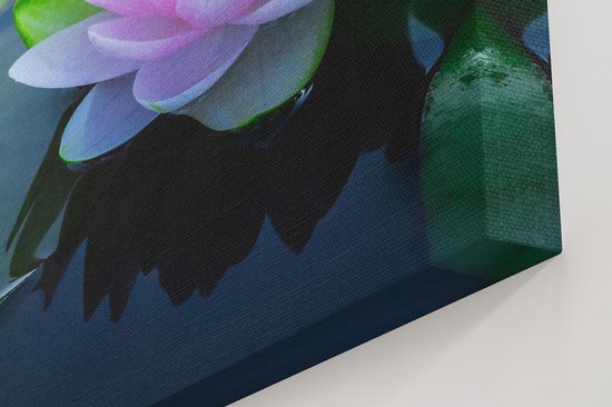 Artaza - Peinture sur toile - Fleur de lotus rose avec des nénuphars - 80 x 80 - Groot - Photo sur toile - Impression sur toile