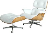 Lounge Chair met Ottoman - Design fauteuil - Essen - echt wit leer