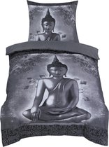 Husch Dekbedovertrek Buddha - 140x200/220 - Zwart/Grijs
