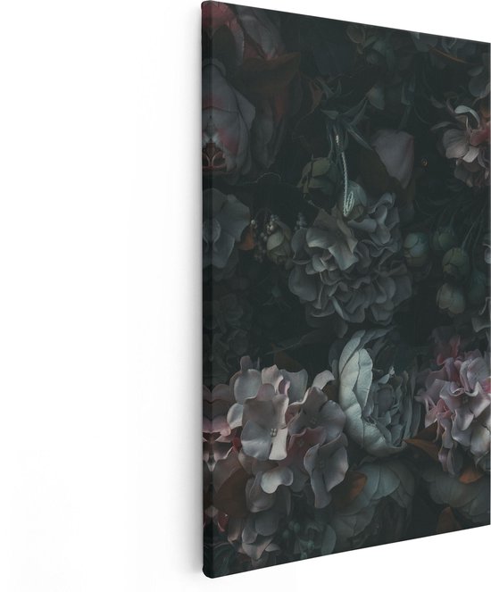 Artaza Canvas Schilderij Bloemen In Het Donker - Duisternis - 60x90 - Foto Op Canvas - Canvas Print