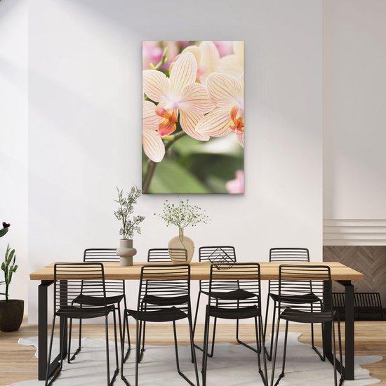 Artaza Peinture sur Toile Fleurs d'Orchidées Witte Rayées - 60x90 - Photo sur Toile - Impression sur Toile
