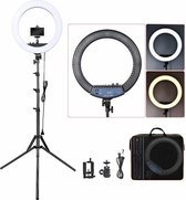 Fosoto® RL-18II - Ringlamp met statief - 18 Inch Ringlamp - Studio Lamp - Led Studio Verlichting - 3000LM Led lamp