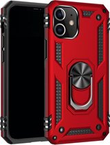 Ring KickStand Back Cover - iPhone 12 / 12 Pro Hoesje - Rood