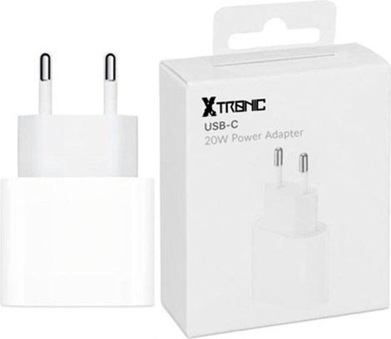 Xtronic Oplaadstekker 20W USB-C - Power Adapter oplader - Wit - Geschikt voor Apple iPhone 12 - Apple iPad - USB-C Apple Lightning - Snellader iPhone 12 / iPad / X / 11 / 12 Pro Max / iPhone 12 Lader - iPhone 12 Pro Max - USB-C Lader
