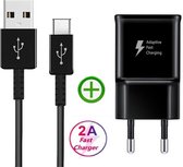 2x Oplader voor Samsung - Inclusief USB-C oplaadkabel - Voor Samsung - HTC/Huawei/Oppo/Sony - zwart