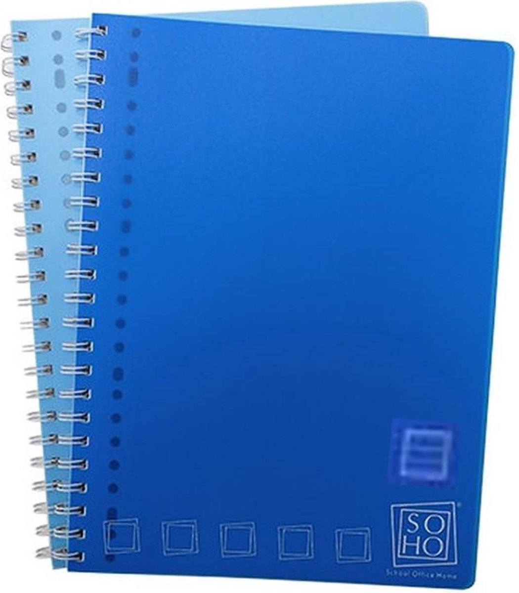 Verhaak 2-pak Collegeblok - Lijn - A4 Formaat - 23 gaats - Kunststof Kaft - SOHO - Blauw-Lichtblauw