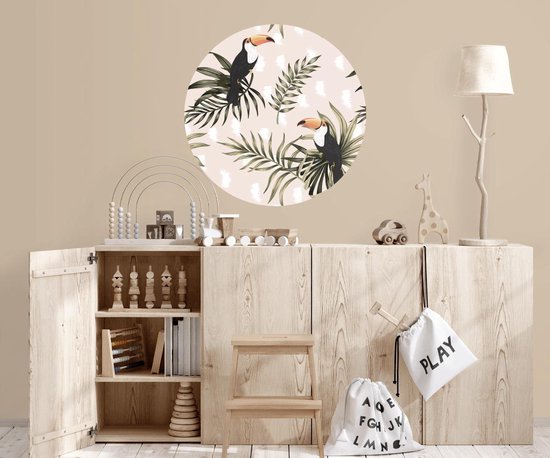 Papier peint cercle 100cm Toucans