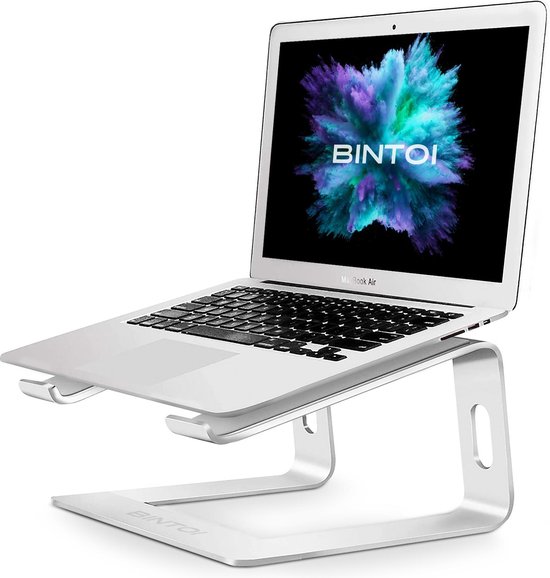 Bintoi® LS100 – Laptop Standaard van 10 tot 16 inch – Universele Lapstandaard – Lichtgewicht Laptoptafel – Stevige Laptop Stand Laptophouder – Zilver - Maximale schermformaat: 17