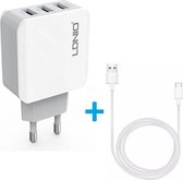 Ldnio A3303 3-poorts oplaadstekker met USB-C Kabel | 1 Meter | USB Power oplader met USB-C Kabel | Snellader Geschikt voor: Samsung Galaxy S23 S24 S20 S21 Ultra / Plus / FE / Note 20 / A72 / A42 / A32 / A52 / A51 Lader |Adapter