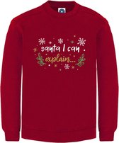 Dames Kerst sweater -  SANTA I CAN EXPLAIN - kersttrui - rood - large -Unisex