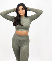 VANO WEAR Sportoutfit / sportkleding set voor dames / fitness legging + sport top (Blauw)