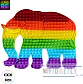 Pop it fidget - XXXL Mega Regenboog Olifant - Super MEGA Pop-It - Rainbow - 48cm diagonaal - NIEUW