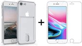 iPhone 8 hoesje met pasjeshouder transparant shock proof - 1x iPhone 8 screenprotector