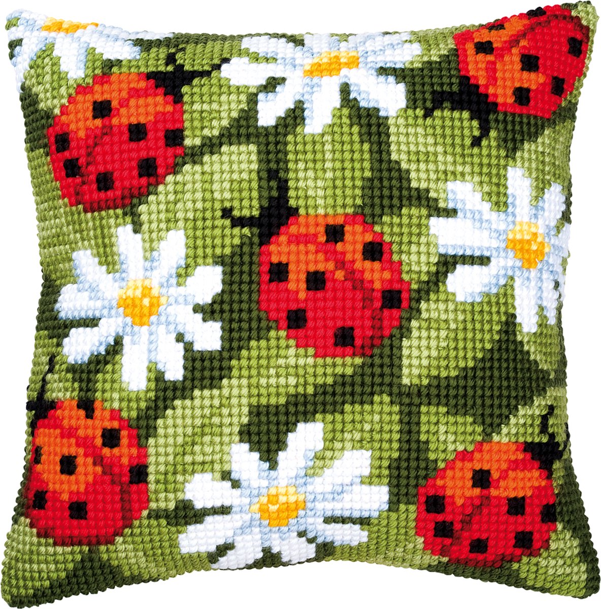 Vervaco - Kruissteekkussen kit - Lieveheersbeestjes - PN-0008482 - Borduren - Borduurpakket - Borduurpakket volwassenen - Borduurpakket kind
