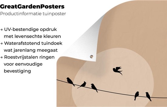 Décoration de jardin Pastel - Vogels - Beige - 40x60 cm - Affiche de jardin - Toile de jardin