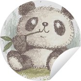 Tuincirkel Panda - Bamboe - Groen - 60x60 cm - Ronde Tuinposter - Buiten