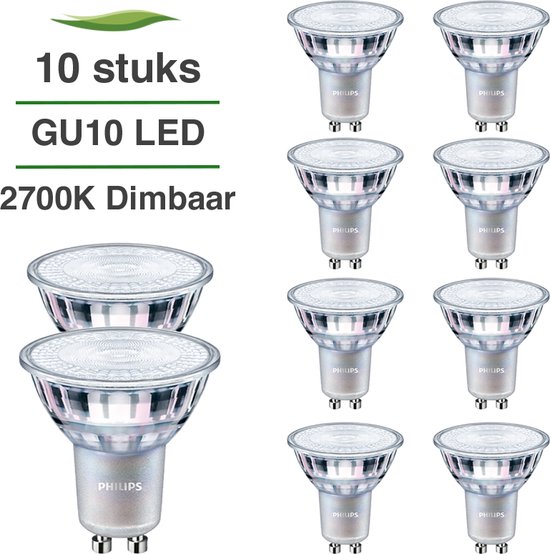 Philips GU10 LED lamp - 10-pack - 4W - Dimbaar - 2700K warm wit