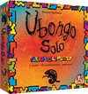 De doos van Ubongo Solo met een oranje achtergrond, gekleurde rand en een kameleon.
