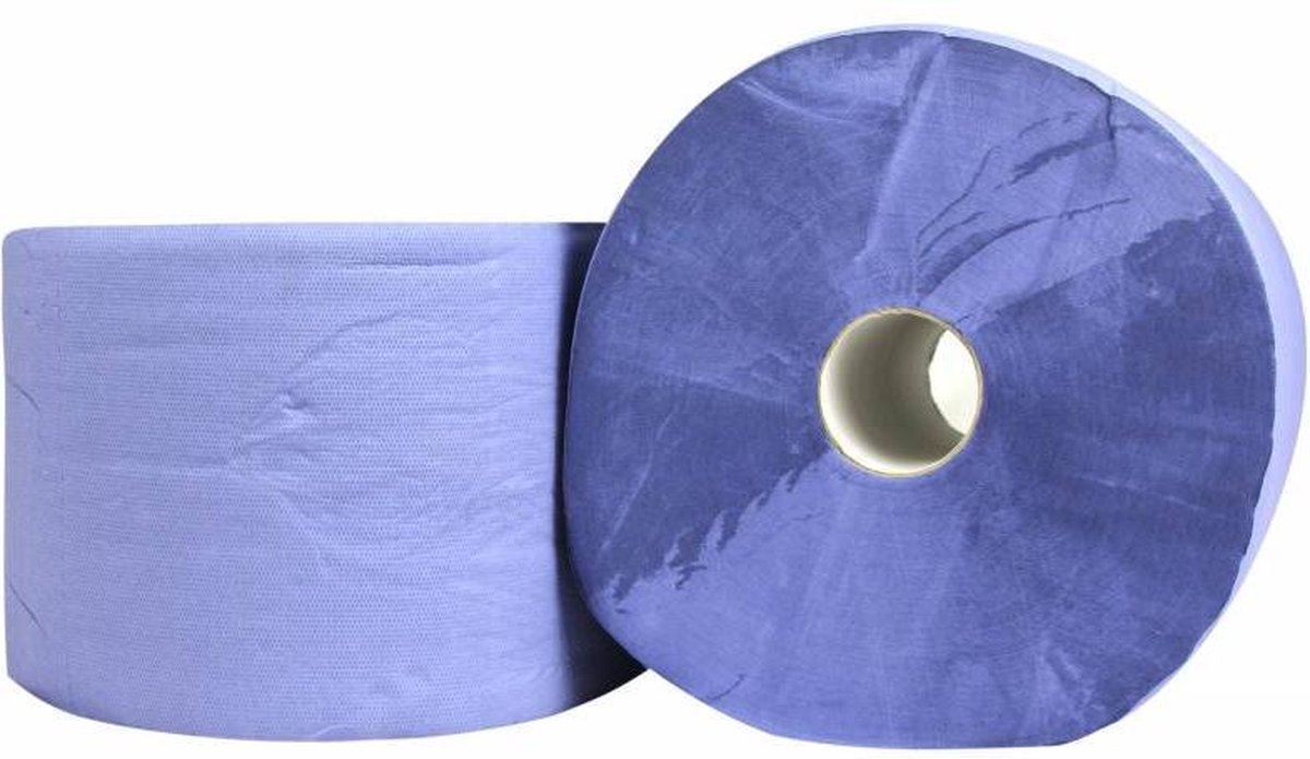 Maxirol 2-lgs | Industriepapier | Poetspapier | Industrierol | Blauw | 24cm x 340mtr. | 2 rollen | Premium