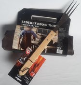 Barbecueschort met barbecuevork - donkerbruin bbq  set schort met vork