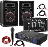 Electronic-Star DJ PA Set "DJ-14" USB, PA versterker, USB mixer, 2 x luidspreker, karaoke-micro