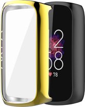 YONO Full Cover Bumper geschikt voor Fitbit Luxe - Siliconen Case - Screenprotector Hoesje - Goud