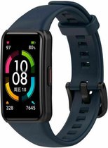 Siliconen Smartwatch bandje - Geschikt voor  Huawei Band 6 siliconen bandje - donkerblauw - Strap-it Horlogeband / Polsband / Armband