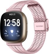 Strap-it Luxe RVS horlogeband - stalen bandje geschikt voor Fitbit Versa 3 / Fitbit Sense - rosé pink