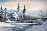 DP® Diamond Painting pakket volwassenen - Afbeelding: Aquarel winterdorp - 50 x 75 cm volledige bedekking, vierkante steentjes - 100% Nederlandse productie! - Cat.: Winter