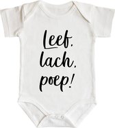 Romper - Leef, lach, poep! - maat: 74/80 - korte mouw - baby - zwangerschap aankondiging - rompertjes baby - rompertjes baby met tekst - rompers - rompertje - rompertjes - stuks 1 - wit